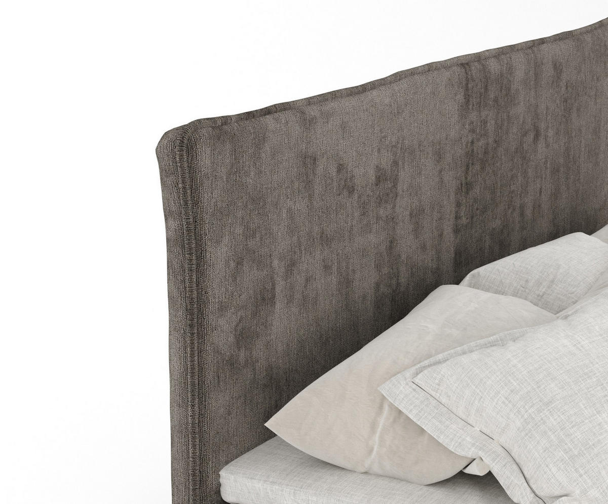BOXBETT Peru Grau Braun 160/200 cm im Chenille-Stoff - Graubraun/Schwarz, Holz/Holzwerkstoff (160/200cm) - Maison de Reve