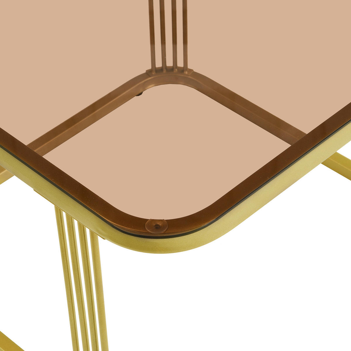 COUCHTISCH-SET aus MDF 60x60x42 cm Weiß-Gold mit Marmoroptik, brauner Glasplatte und Schublade, 2-teilig - Weiß, Holzwerkstoff (60/60/42.5cm) - IVMEU