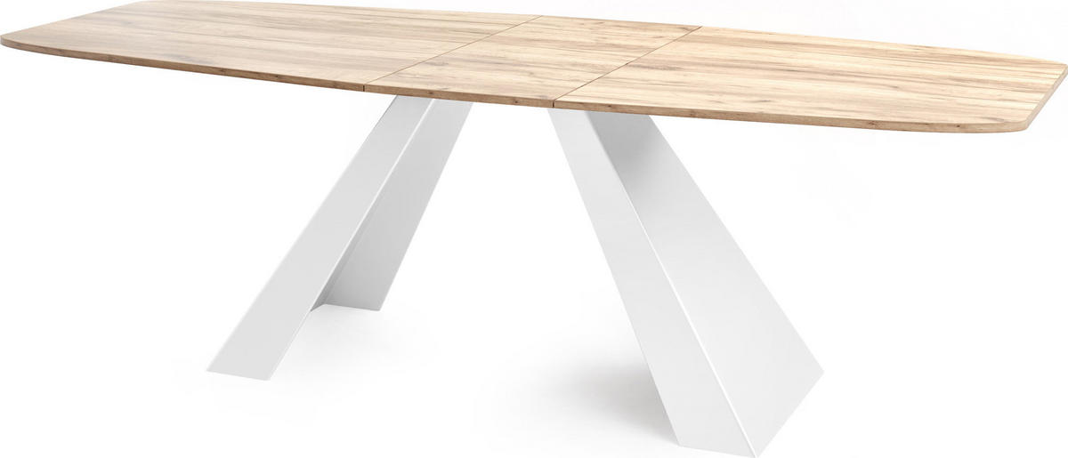 ESSTISCH Monte Weiß rechteckig ausziehbar, Craft Eiche 180-220/90/76 cm - Eiche Wotan/Braun, Holzwerkstoff/Metall (90/218/76cm) - WFL GROUP