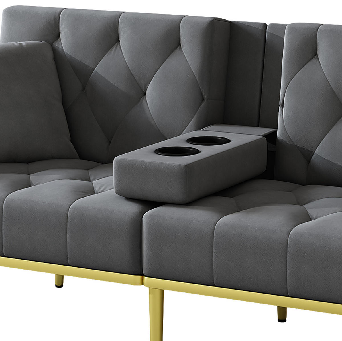 SCHLAFSOFA mit Liegefunktion 175 x 80 cm Samt Grau - Grau, Kunststoff (175/73.5/80cm) - Meubliv