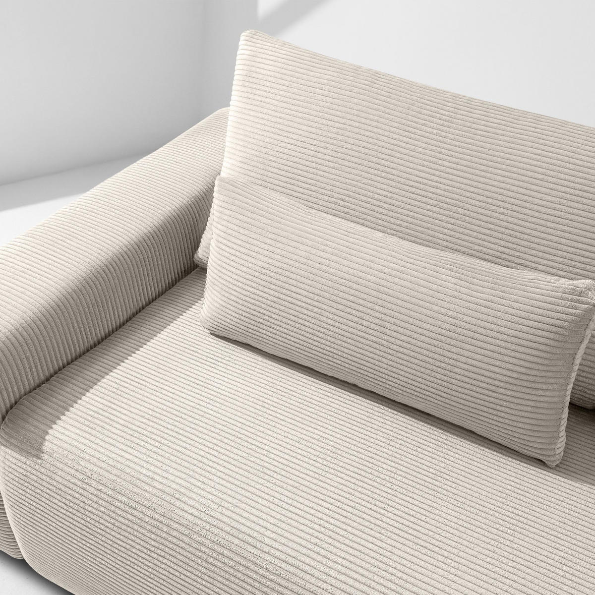 3-SITZER SCHLAFSOFA MOLLIS, Corduroy, Cremig - Creme, Holz/Holzwerkstoff (250/93/108cm) - KONSIMO®