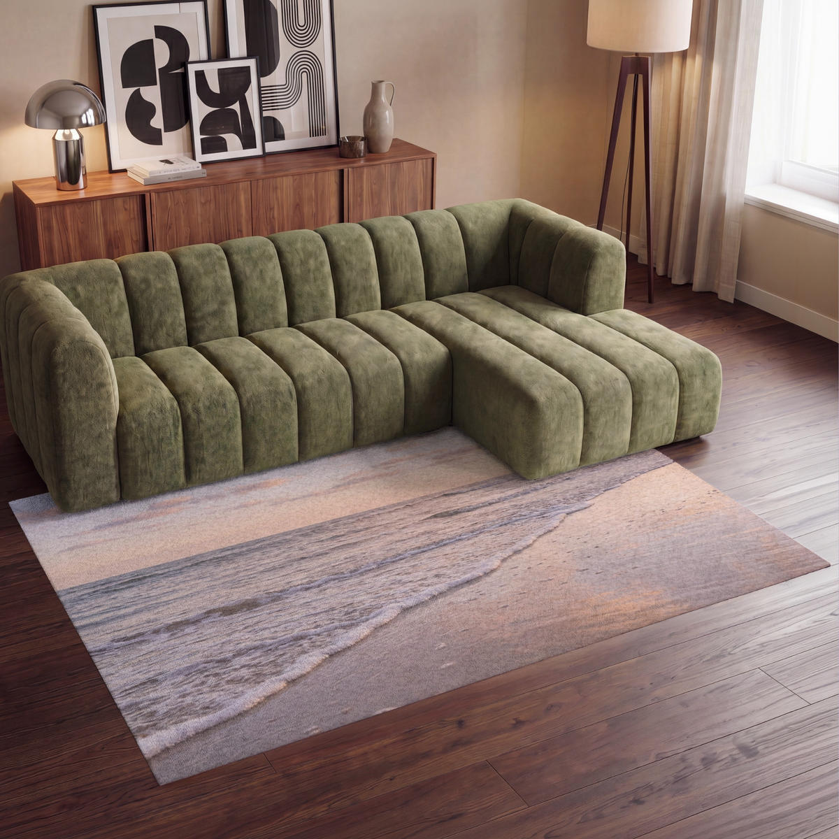 KOBERCE - Pláž - Príboj - Oblaky - 230x150 cm - svetloružová, textil/plast (230/0.4cm) - OnlyWow