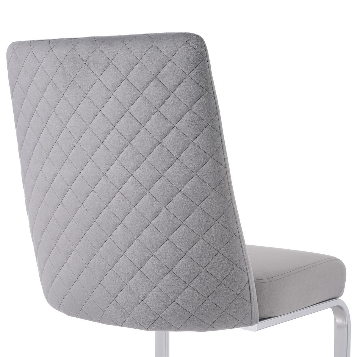 ESSZIMMERSTUHL 2er Set Samt Diamant Grau Silber Metallbeine - Grau, Textil (50.5/89/46cm) - FLIEKS