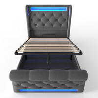 STAURAUMBETT 90/200 cm DE-00630, in Grau, LED-Beleuchtung - Grau, Metall (90/200cm) - ComfortXL