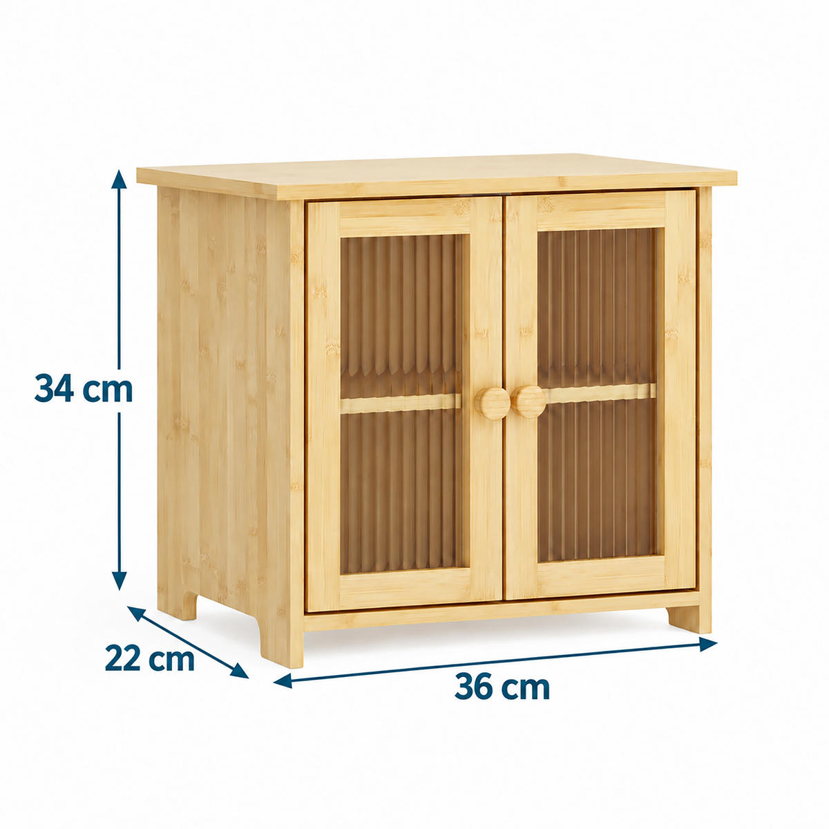 BROTKASTEN Natur Bambus 2 Etagen Sichtfenster 34x36x22 cm - Hellbraun, Holz/Kunststoff (36/34/22cm) - Relaxdays