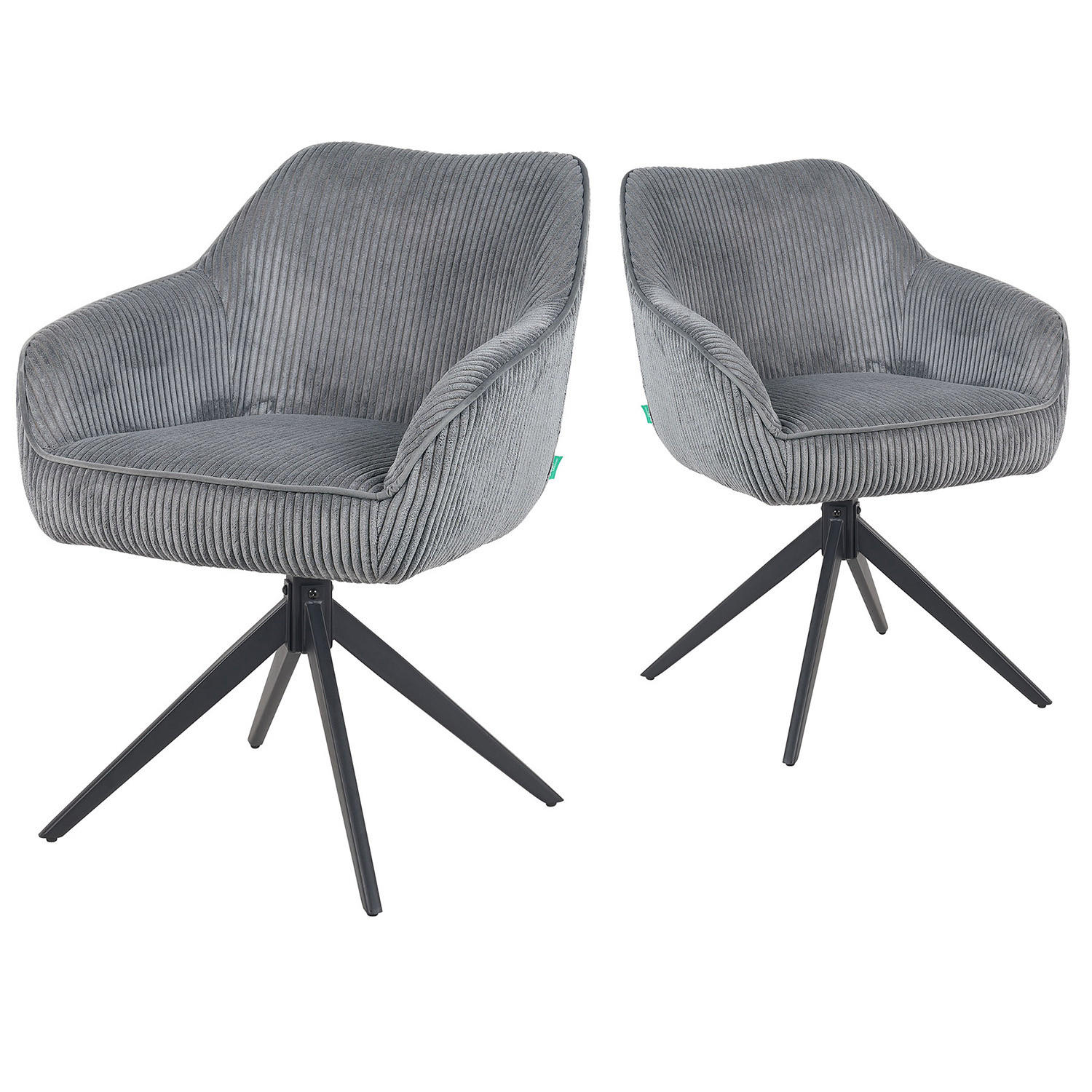 ARMLEHNSTUHL Mika-Kian 2er-Set - Schwarz/Grau, Textil/Metall (60/82/61cm) - DUBI Möbel