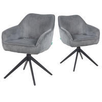 ARMLEHNSTUHL Mika-Kian 2er-Set - Schwarz/Grau, Textil/Metall (60/82/61cm) - DUBI Möbel