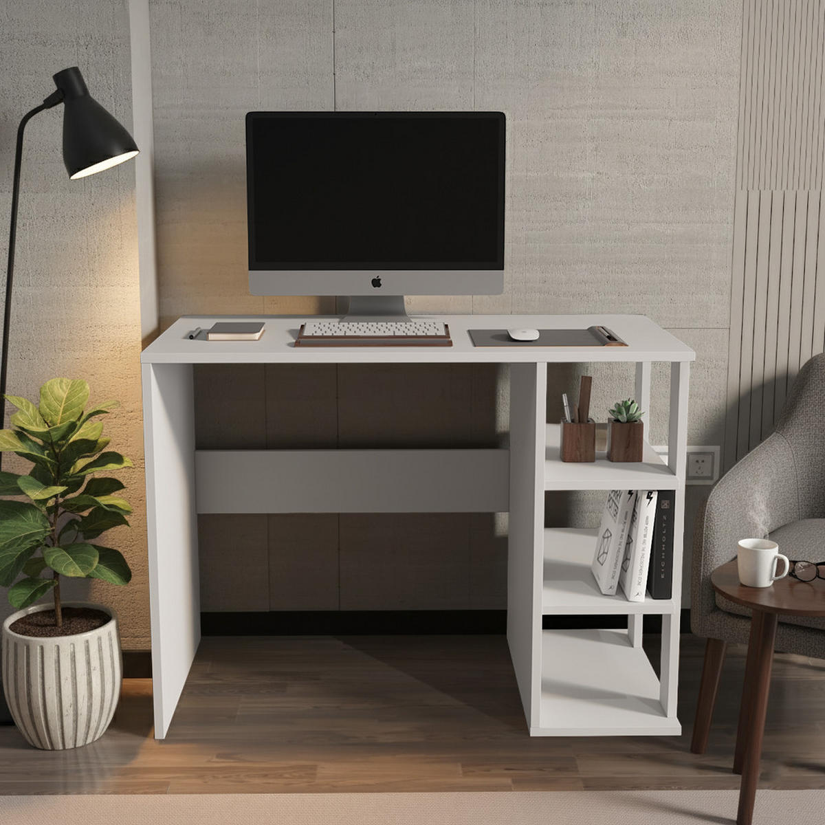 COMPUTERTISCH Polina Weiß - Weiß, Holzwerkstoff (60/115/12cm) - Decorotika