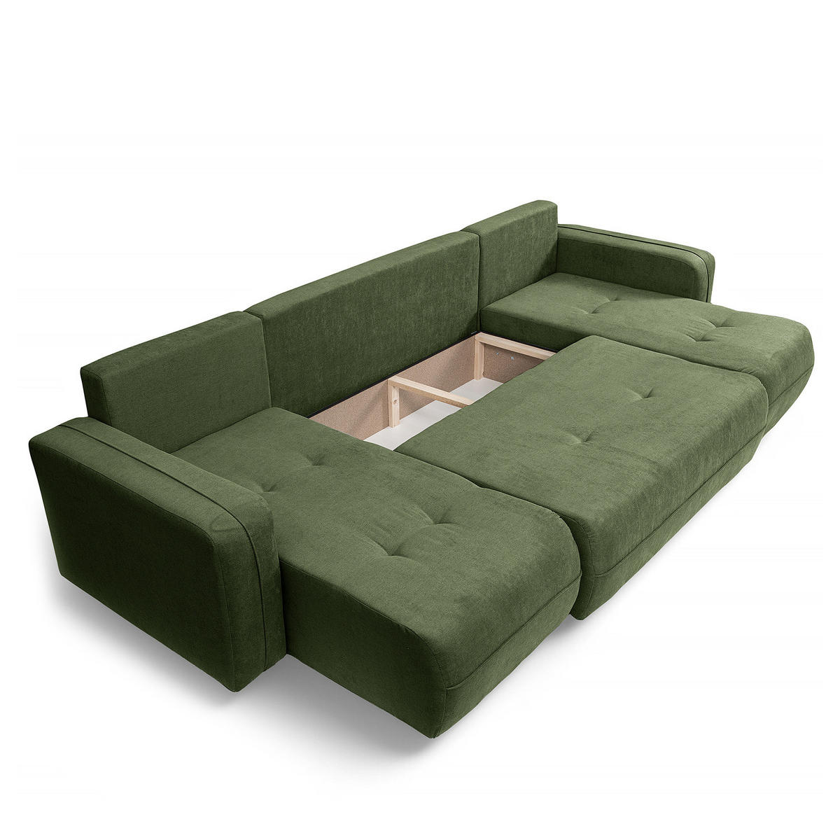 WOHNLANDSCHAFT - Schwarz/Grün, Kunststoff/Textil (312/82/145cm) - home24