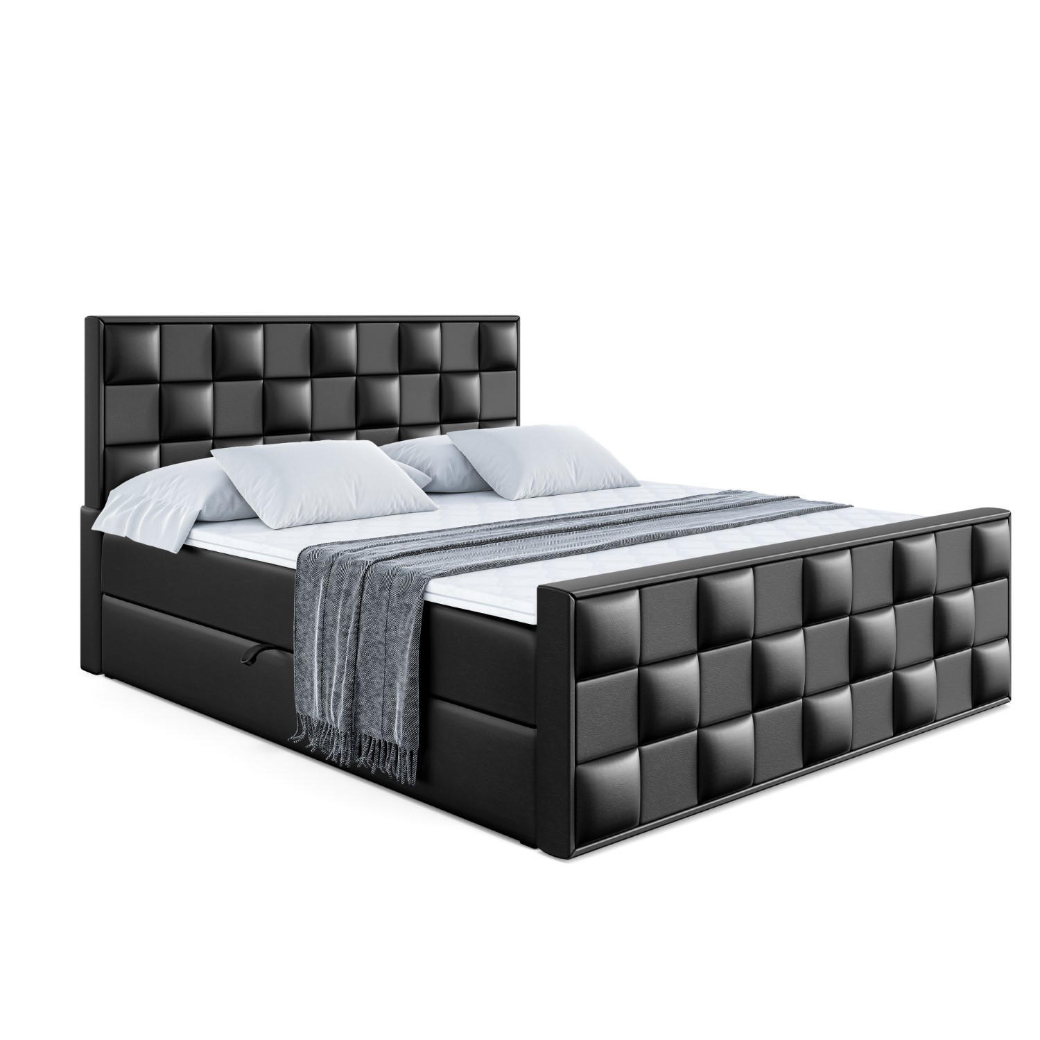 BOXBETT ZAFIRA - 120x200 - H3 - Schwarz Hochglanz - Schwarz Hochglanz, Holzwerkstoff (120/200cm) - ALTDECOR