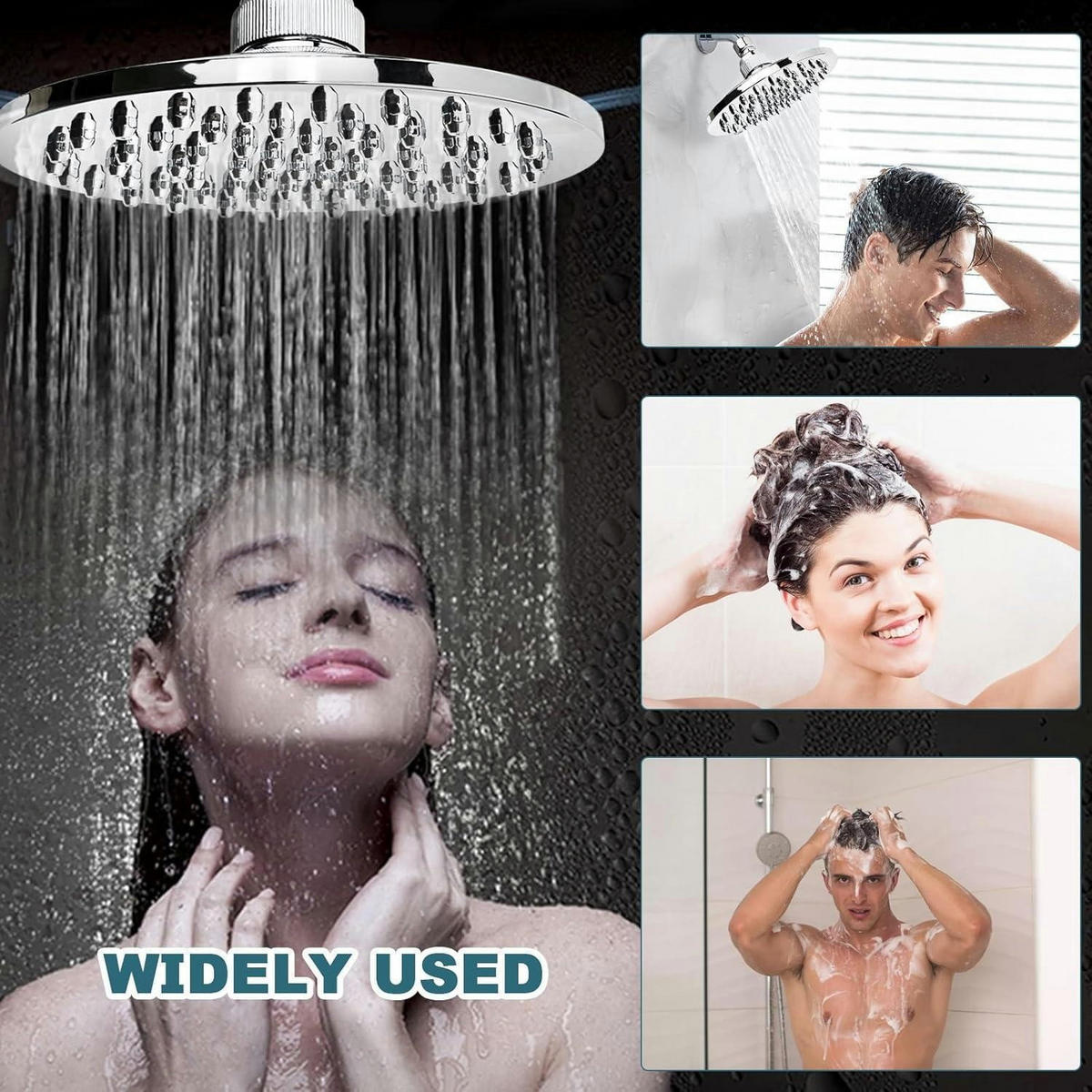 REGENDUSCHE Set 360° verstellbar 15x9 cm verchromt - Silberfarben, Metall (9/12.7/15cm)