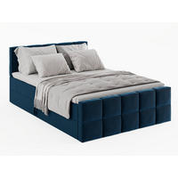 BOXBETT Vanessa 160/200 cm, in Dunkelblau, Velours-Stoff, Bettkasten, Matratze, Topper - Dunkelblau, Textil (160/200cm) - Barchello