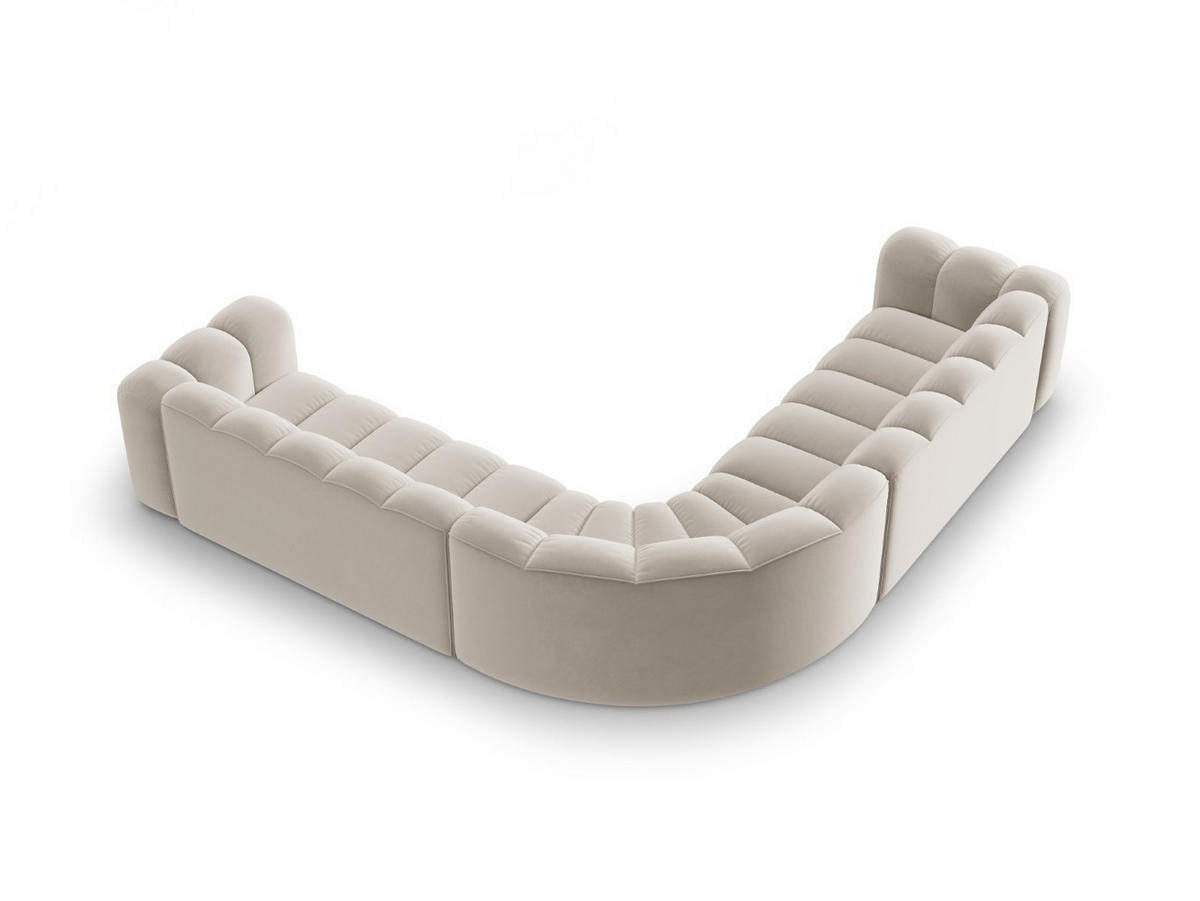 ECKSOFA symmetrisch modular Lupine aus Samt beige 5 Sitzplätze - Beige, Textil (309/309cm) - Micadoni