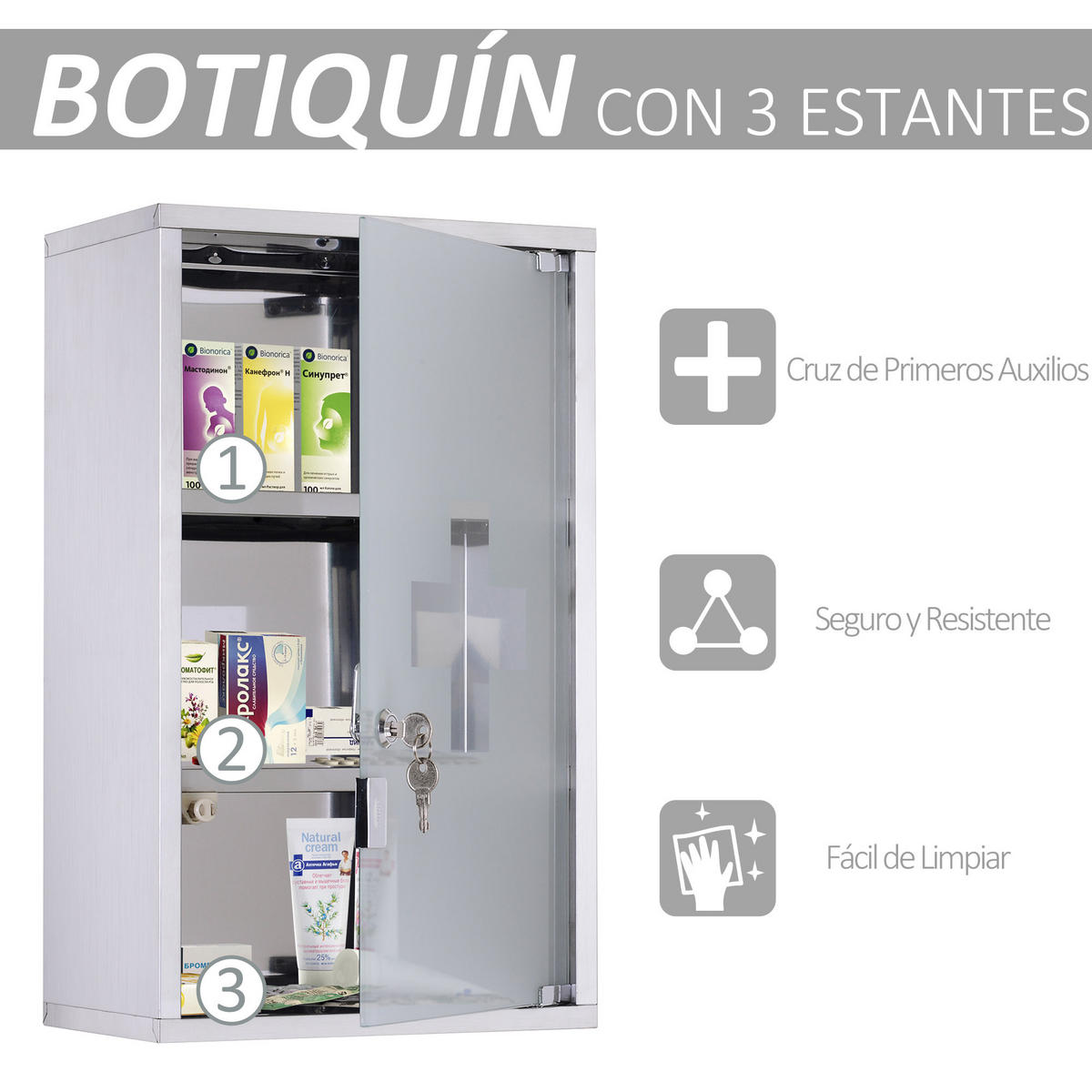 MEDIZINSCHRANK Transparent 1 Stück - Beige, Kunststoff (30/50/18cm) - GiPP