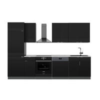 KÜCHENZEILE Fame-Line, Schwarz gestreift/Anthrazit, 300 cm, AP Marmor - Anthrazit/Schwarz, Holzwerkstoff (300/81.6/60cm) - Vicco