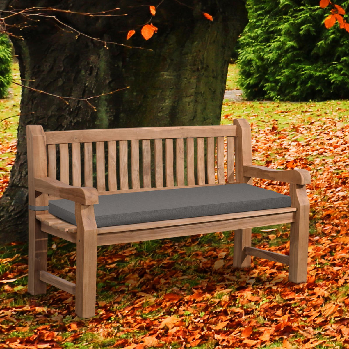 GARTENBANK Teakbank Dabel Holz Dunkelgrau Holzbank 150cm - Dunkelgrau, Holz (150/93/61cm) - DELUKE