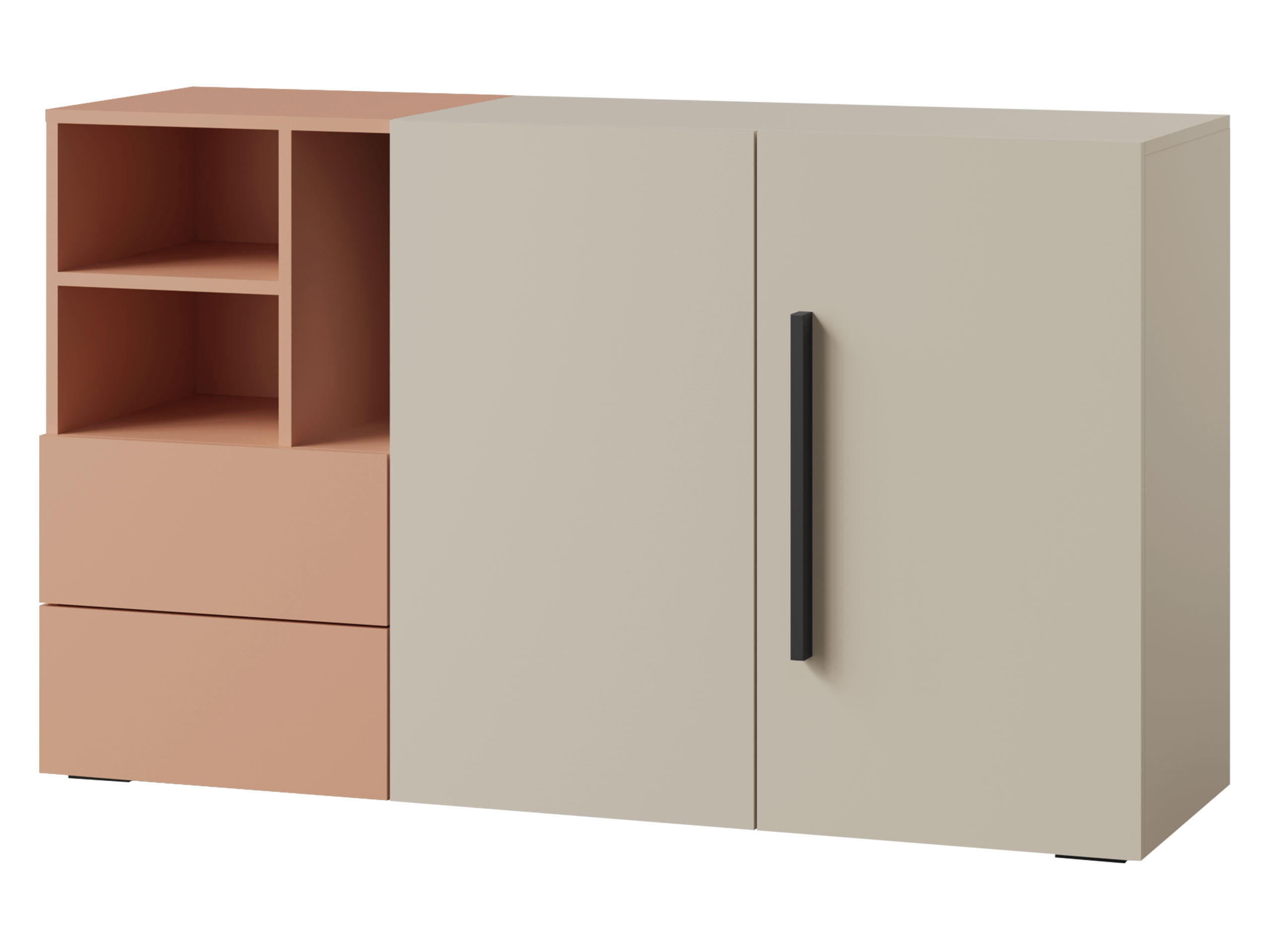 COMODĂ Lorin 2D2S LO07 - cașmir/roz, compozit lemnos (136/80/40cm) - MIRJAN24
