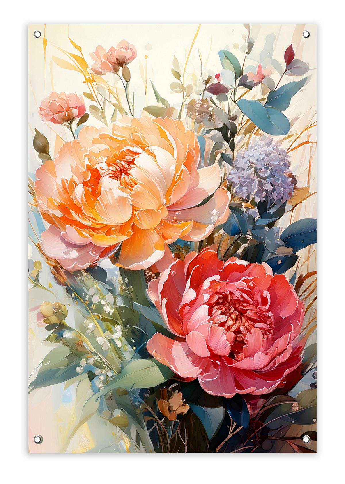 GARTEN-POSTER 60x90 cm Gartendeko: Vintage Blumen - Multicolor, Kunststoff (60/90/2cm) - artissimo