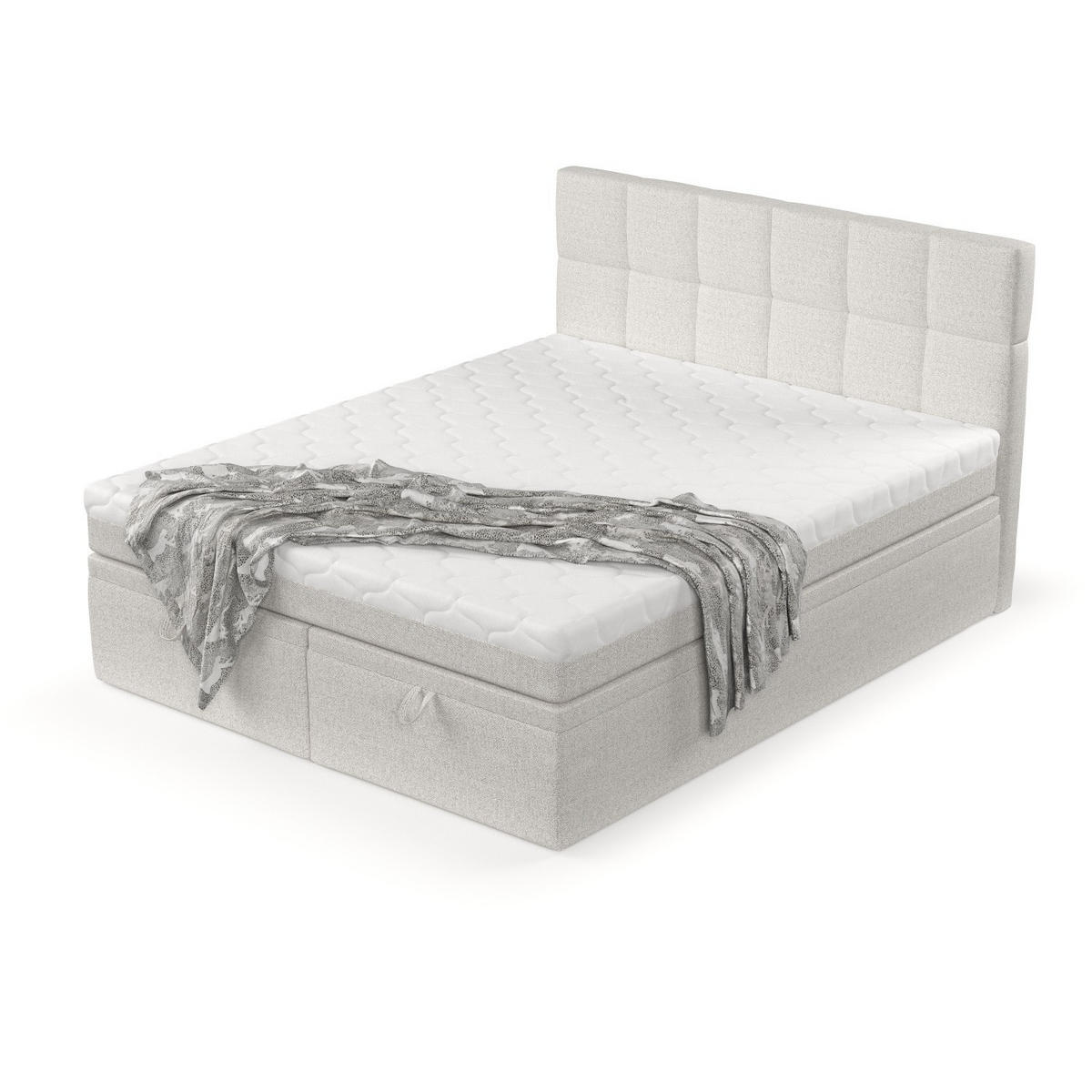 BOXBETT Elano 160/200 cm Hellbeige im Riva Stoff - Sandfarben/Schwarz, Holz/Holzwerkstoff (160/200cm) - AltaBeds