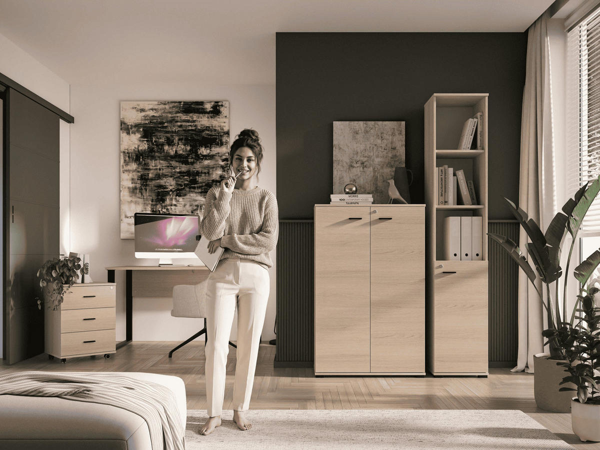 AKTENSCHRANK – 79 cm – Odelis – Schwarz - Schwarz, Holzwerkstoff (79/124/34cm) - hi-markt