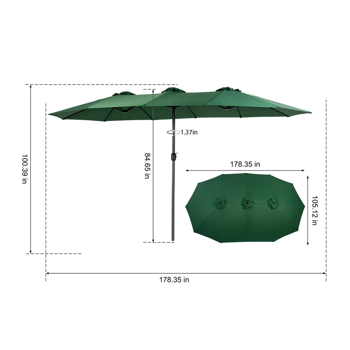 SONNENSCHIRM Knickbar dunkelgrau - Grün, Metall (453/453cm) - ComfortXL