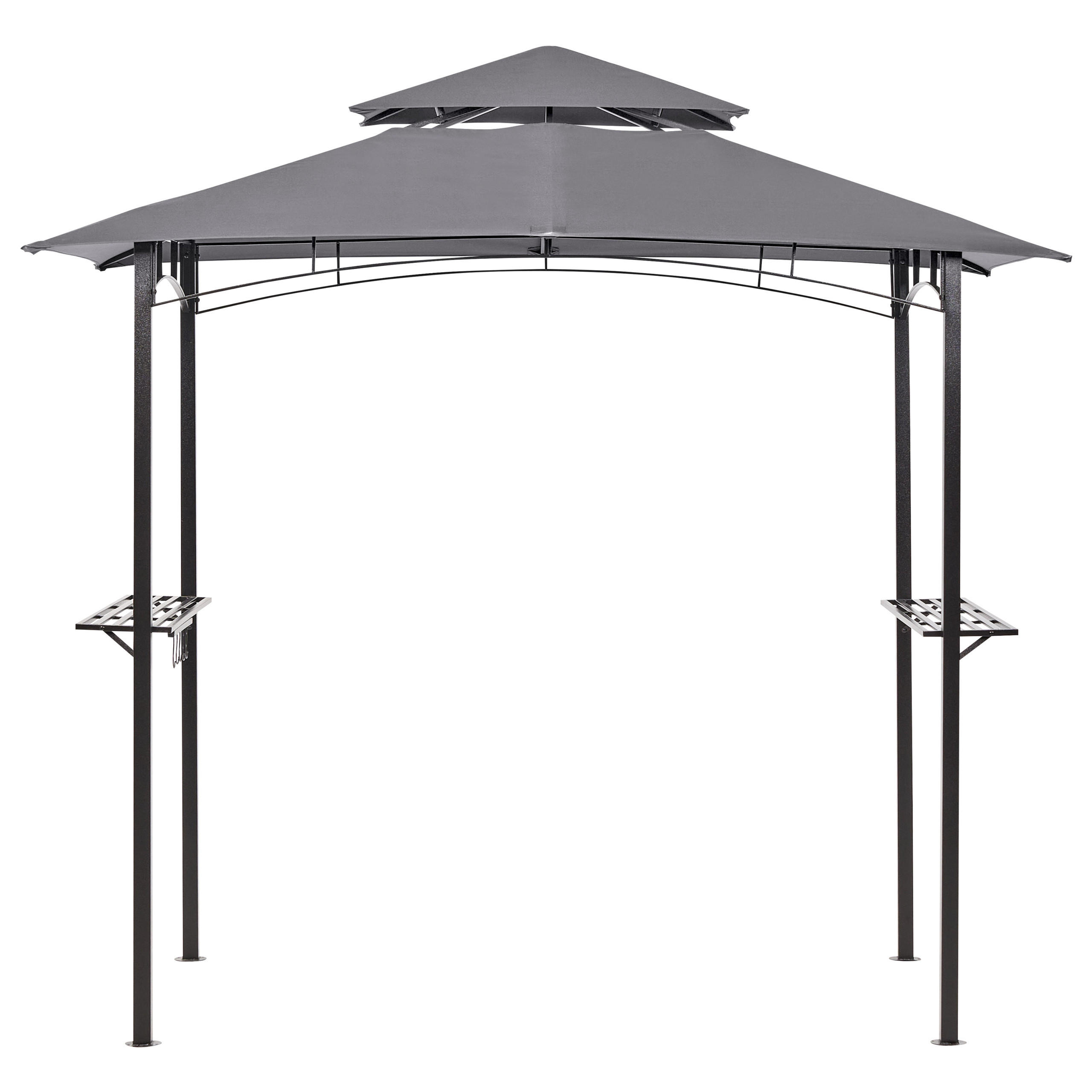 ZAHRADNÍ PAVILON Ocel šedý 240/148 cm Naro - šedá/černá, kov (240/245/148cm) - Beliani