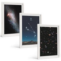 BILDER SET 3er Set - 40x60 cm Weißer Rahmen - Kosmische Landschaften von Galaxien - Weiß, Kunststoff (40/60cm) - TULUP