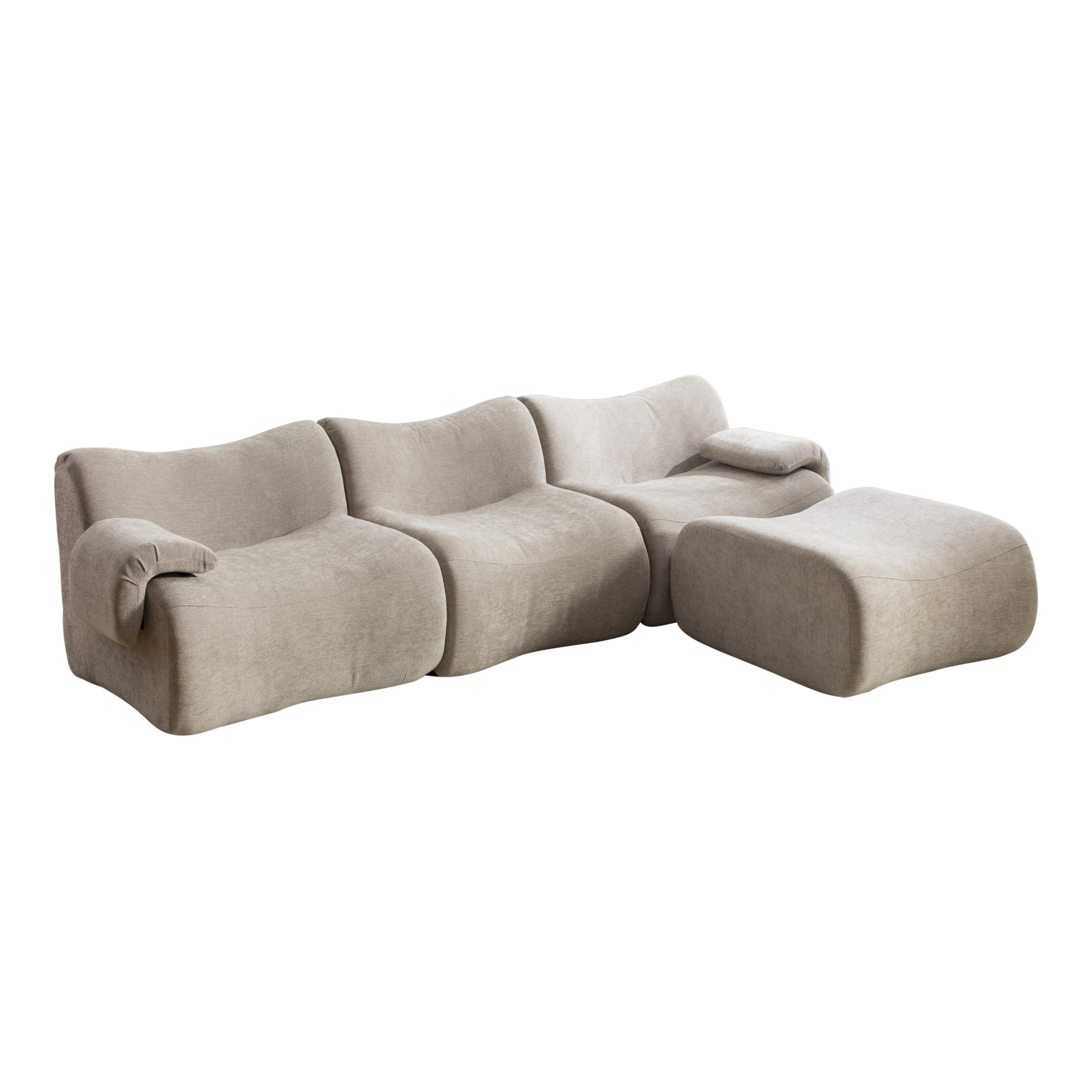 ECKSOFA 284.5/181/72.5 cm Grau Chenille mit 1 Fußhocker - Grau, Textil (284.5/181cm) - Oxeza