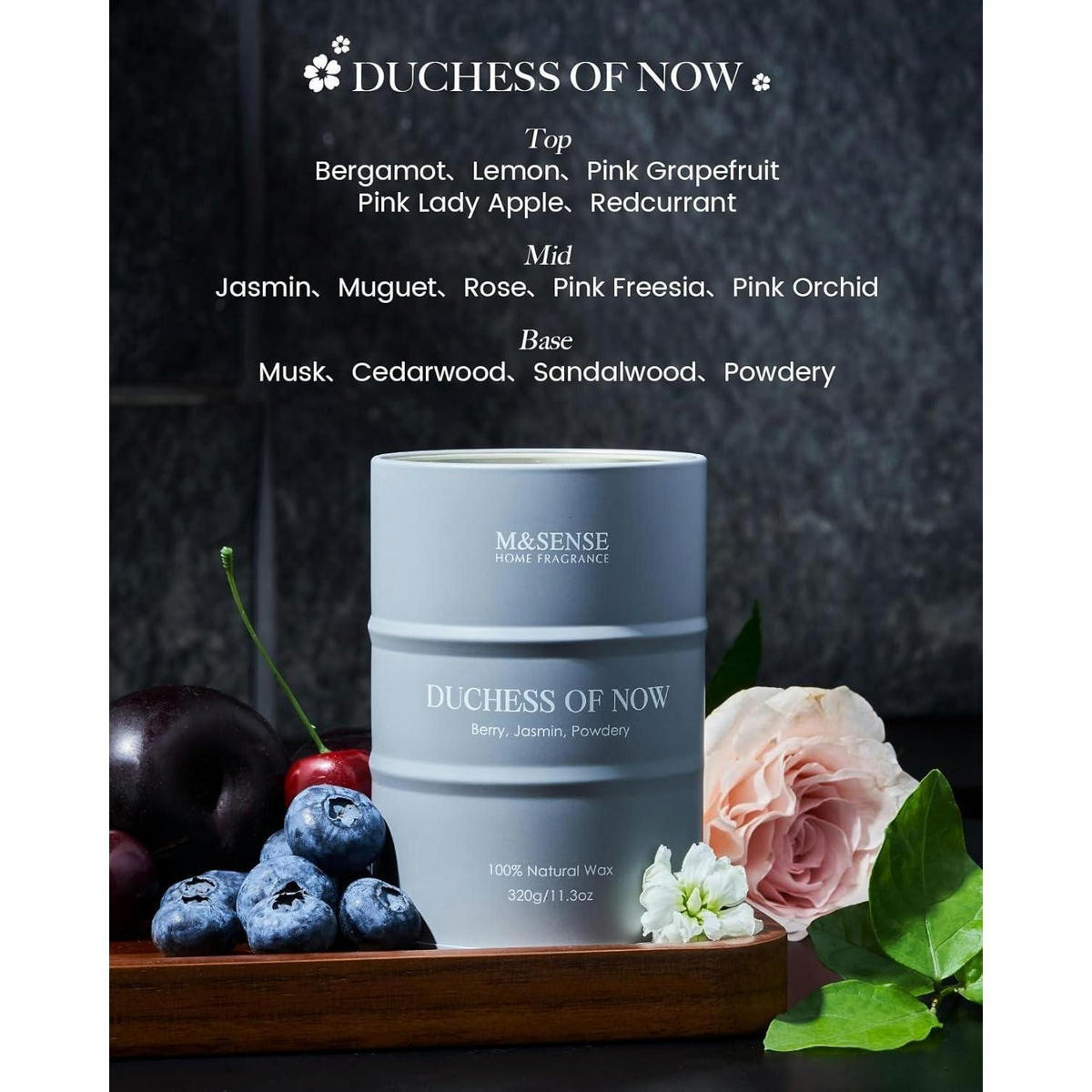 DUFTKERZE Duchess of Now Bergamotte Jasmin 320g - Grau, Paraffin (10.5cm)