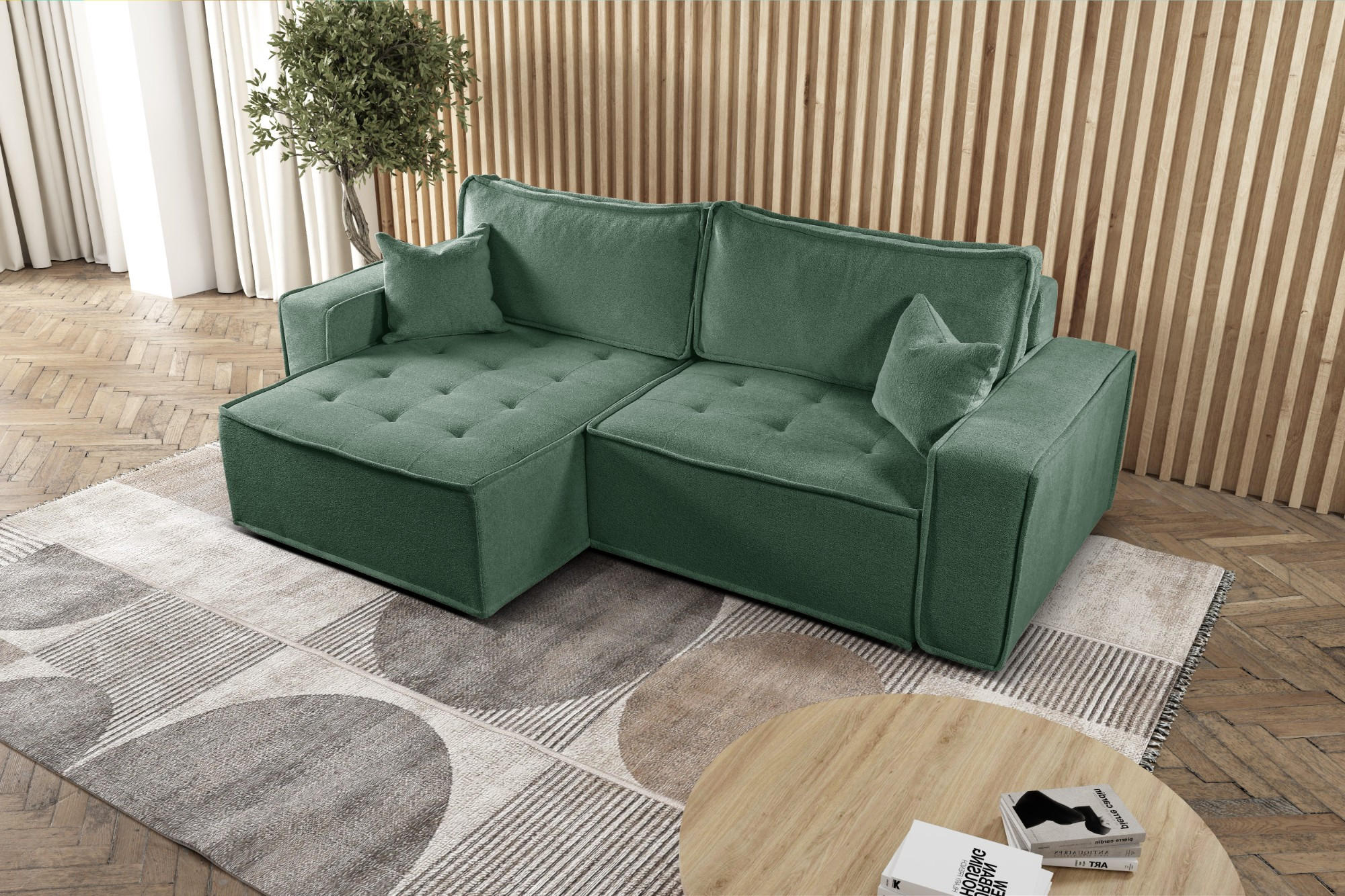ECKSOFA Bohoo Mit Schlaffunktion Hellgrün Links - Hellgrün, Holz (140/248cm) - Kaiser Möbel