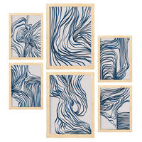 POSTER Set Mit 6 Bezaubernde Schnur In Form Abstracts Ästhetische Dekorative Gemälde Für Ihr Wohnzimmer Zuhause A3 & A4 Rahmen Aus Hellem Holz - Beige, Papier (29/3cm) - Nacnic