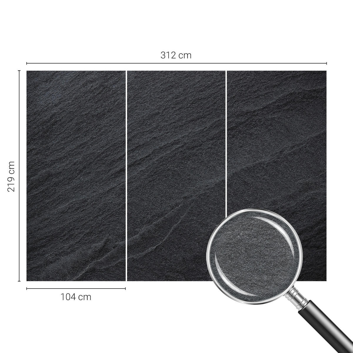 FOTOTAPETE 312x219 cm - Steine Eleganz - Schwarz, Textil (312/219cm) - Wallfluent