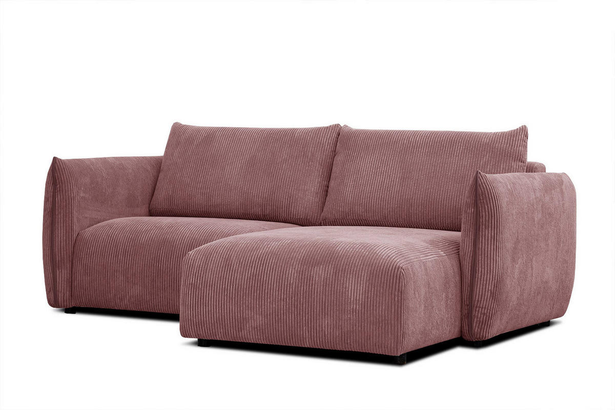 ECKSOFA TAUER 3-Sitzer, altrosa - Schwarz/Altrosa, Holzwerkstoff/Kunststoff (206/173cm) - Courtois Laville
