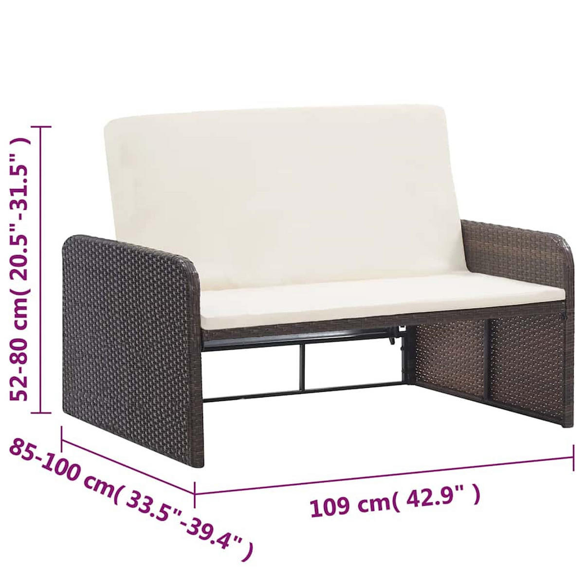 GARTEN-LOUNGE-SET 2Er Set Mit Auflagen Poly Rattan Braun - Braun, Kunststoff - vidaXL