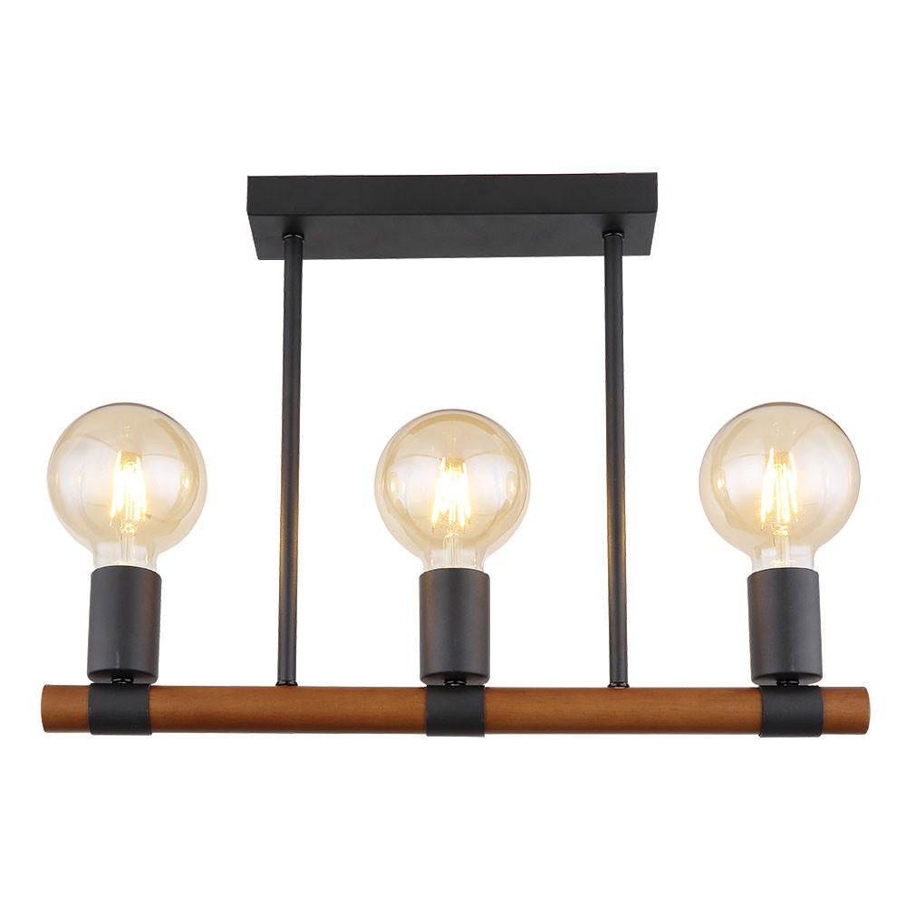 DECKENLEUCHTE Heinrich Holz Schwarz Braun - Braun, Holz (50/60/45cm) - Globo Lighting