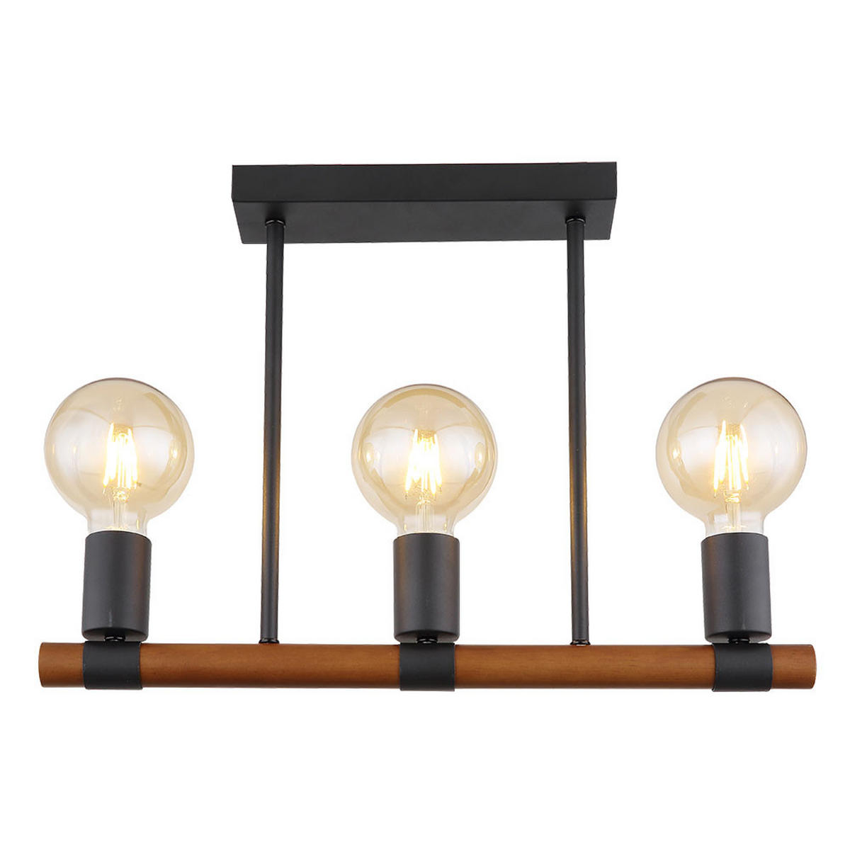 DECKENLEUCHTE Heinrich Holz Schwarz Braun - Braun, Holz (50/60/45cm) - Globo Lighting