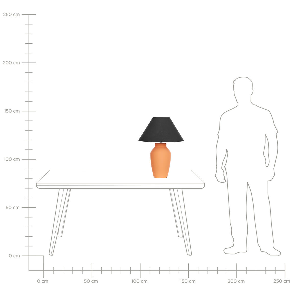 TISCHLAMPE Rodeiro 40/40/52 cm - Orange, Keramik (40/40/52cm) - Beliani