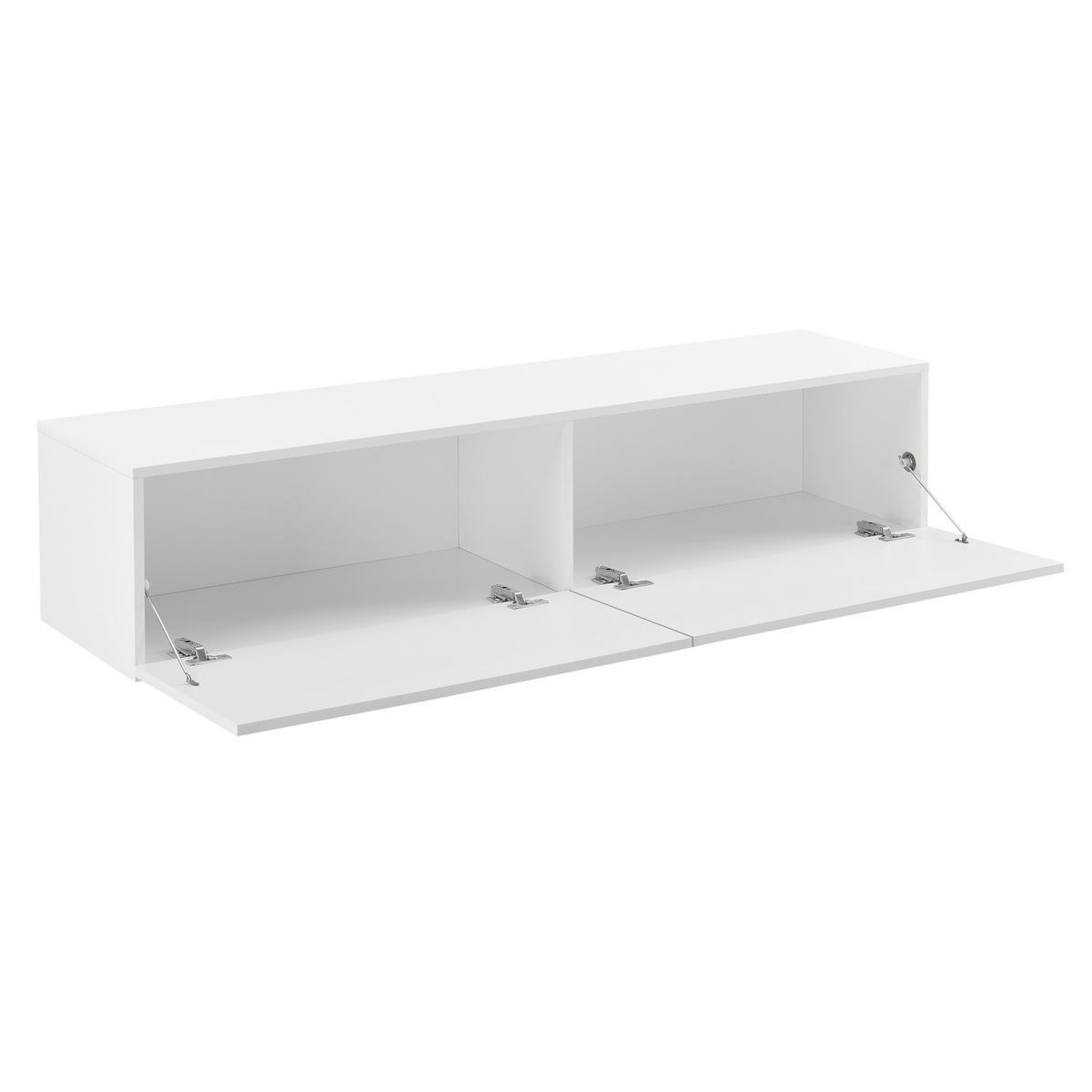 HÄNGELOWBOARD Evaton - Weiß Hochglanz, Holzwerkstoff (140/30/33cm) - [en.casa]