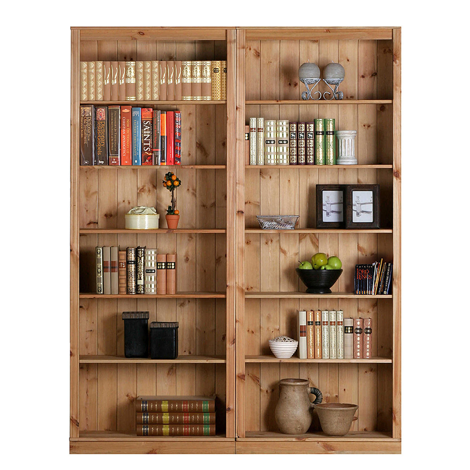 BÜCHERREGAL - 2er- Set - Kiefermassiv - Kieferfarben, Holz (148/219/34cm) - home24
