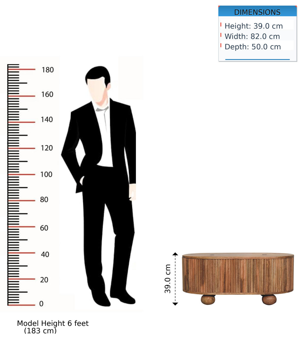 COUCHTISCH Massivholz Soba Kugel, Aufklappbarer Stauraum, Hellbraun - Hellbraun, Mangoholz/Holz (50/82/39cm) - Artisan Furniture