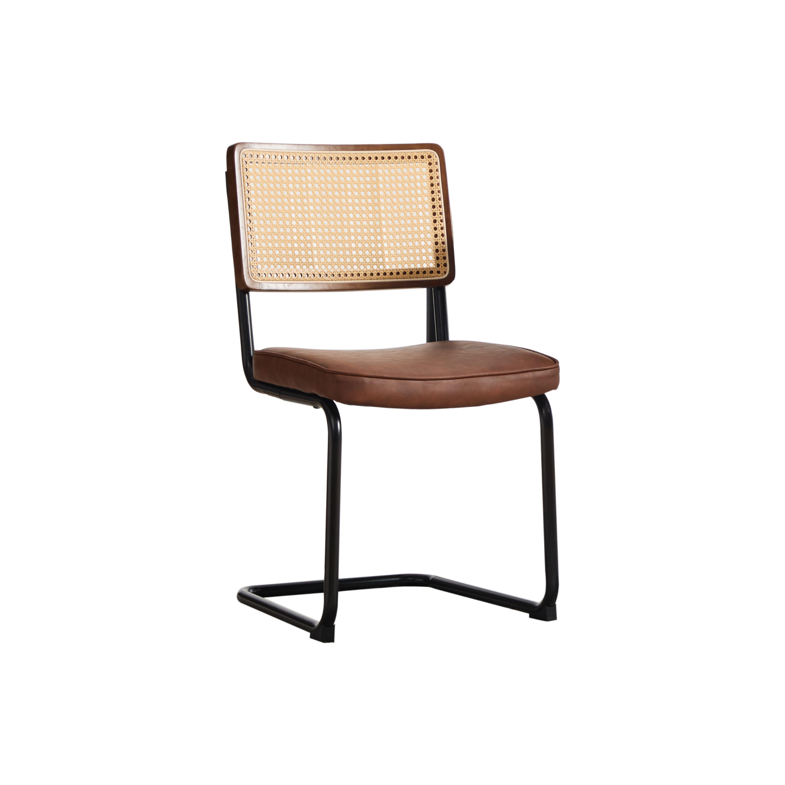 SCHWINGSTUHL DE-36881 2er-Set mit Rattan-Rückenlehne und PU-Leder-Sitz Braun - Braun, Metall (58/86/46cm) - ComfortXL