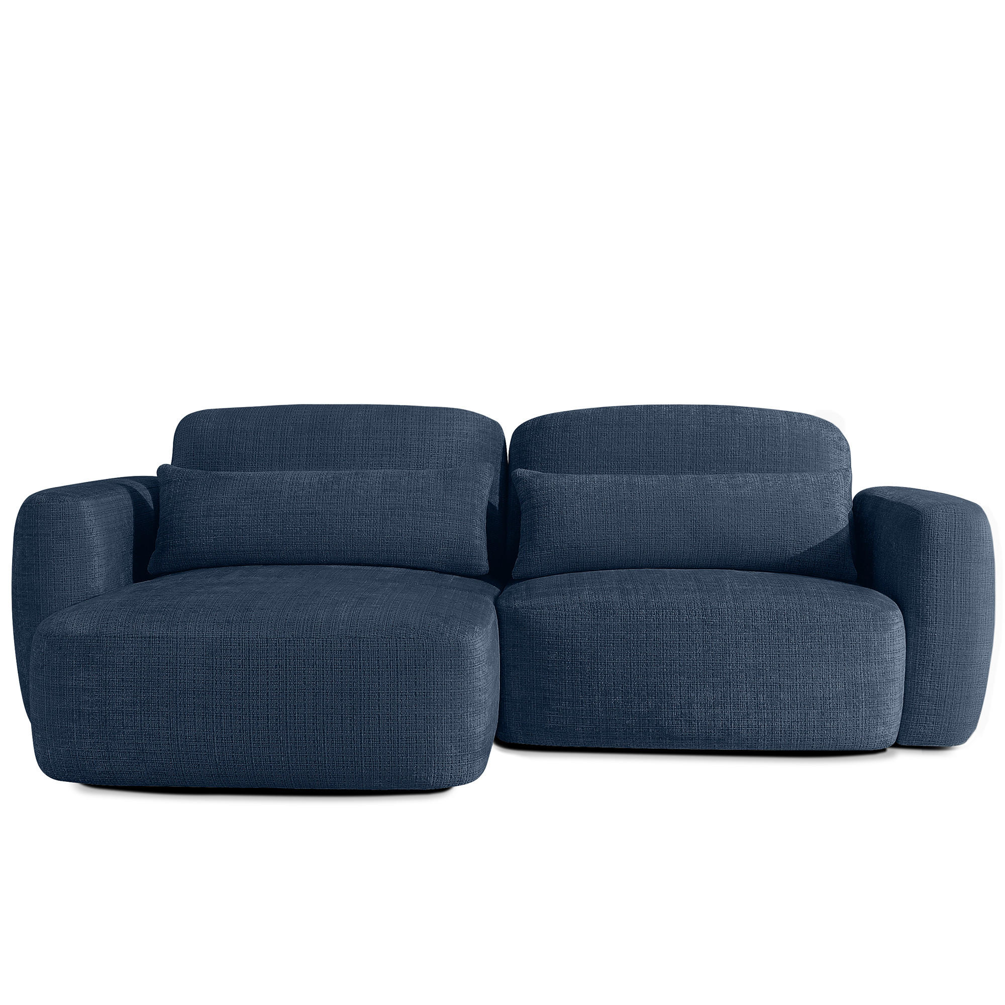 ECKSOFA links ELOSA - Dunkelblau, Holz/Textil (245/165cm) - KONSIMO®