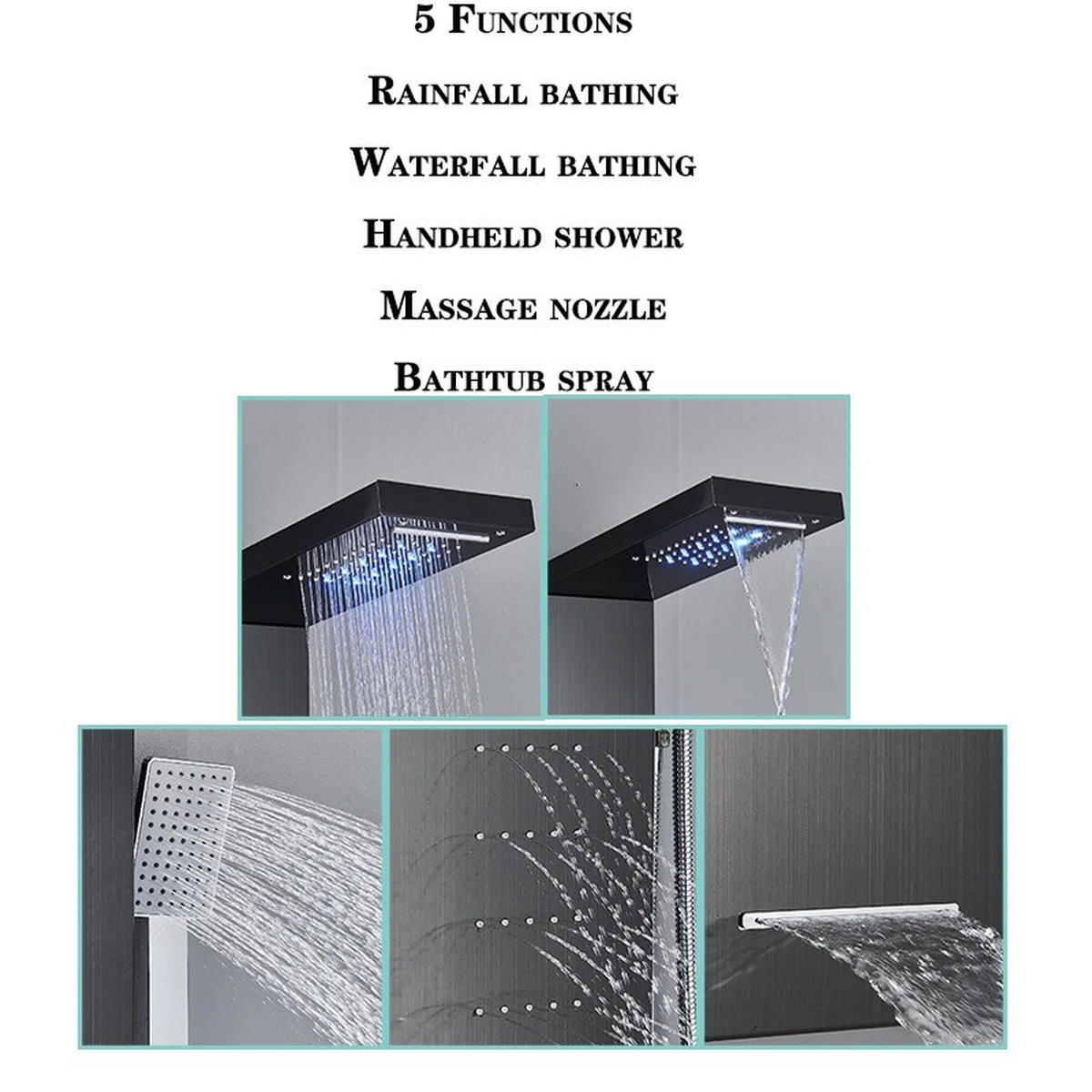DUSCHPANEEL LED Edelstahl 8011 Nickel gebürstet - Nickelfarben, Kunststoff/Metall (20/114/46.5cm) - Kaket