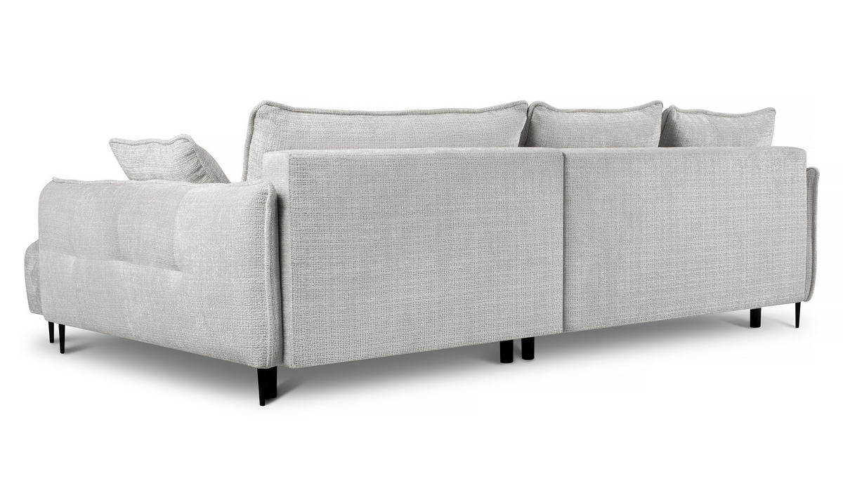 ECKSOFA Oblivio Hellgrau Chenille - Hellgrau/Schwarz, Textil/Metall (285/200cm) - Selsey