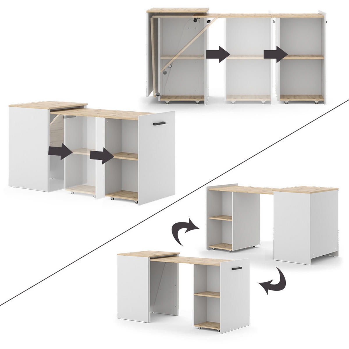 SCHREIBTISCH Adam Greige/Artisan-Eiche 60 x 50.4 cm ausziehbar - Greige/Eiche Artisan, Holzwerkstoff (50.4/60/78cm) - Vicco