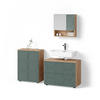 BADMÖBEL-SET Ronco Grün/Goldkraft Eiche 3 Teile, mit Unterschrank 80 cm - Eiche Wotan/Grün, Holzwerkstoff (80/58/41cm) - Livinity®