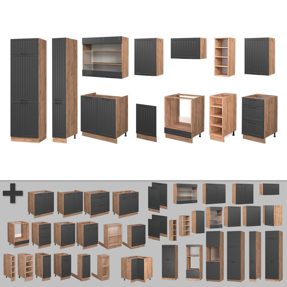 KUCHYŇSKÝ KOUT Fame-Line Tmavě šedá - tmavě šedá, kompozitní dřevo (355/81.6/60cm) - Vicco