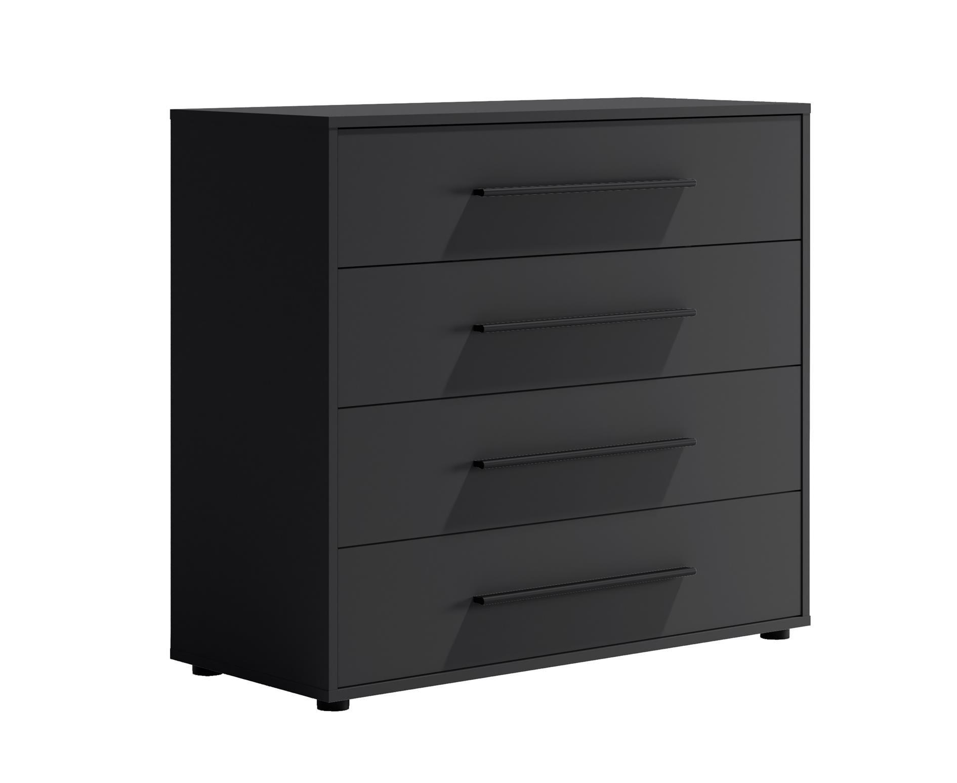 KOMMODE Maxivo Schwarz, mit Schubladen - Schwarz, Holzwerkstoff (90/87/40cm) - Bettso