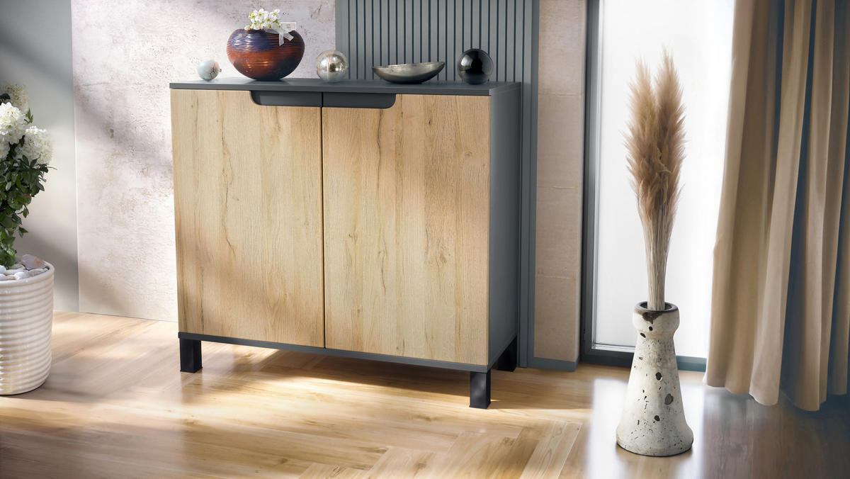KOMMODE Sylt Eiche Natur - Eichefarben, Holzwerkstoff (92.5/84.5/35cm) - Vladon
