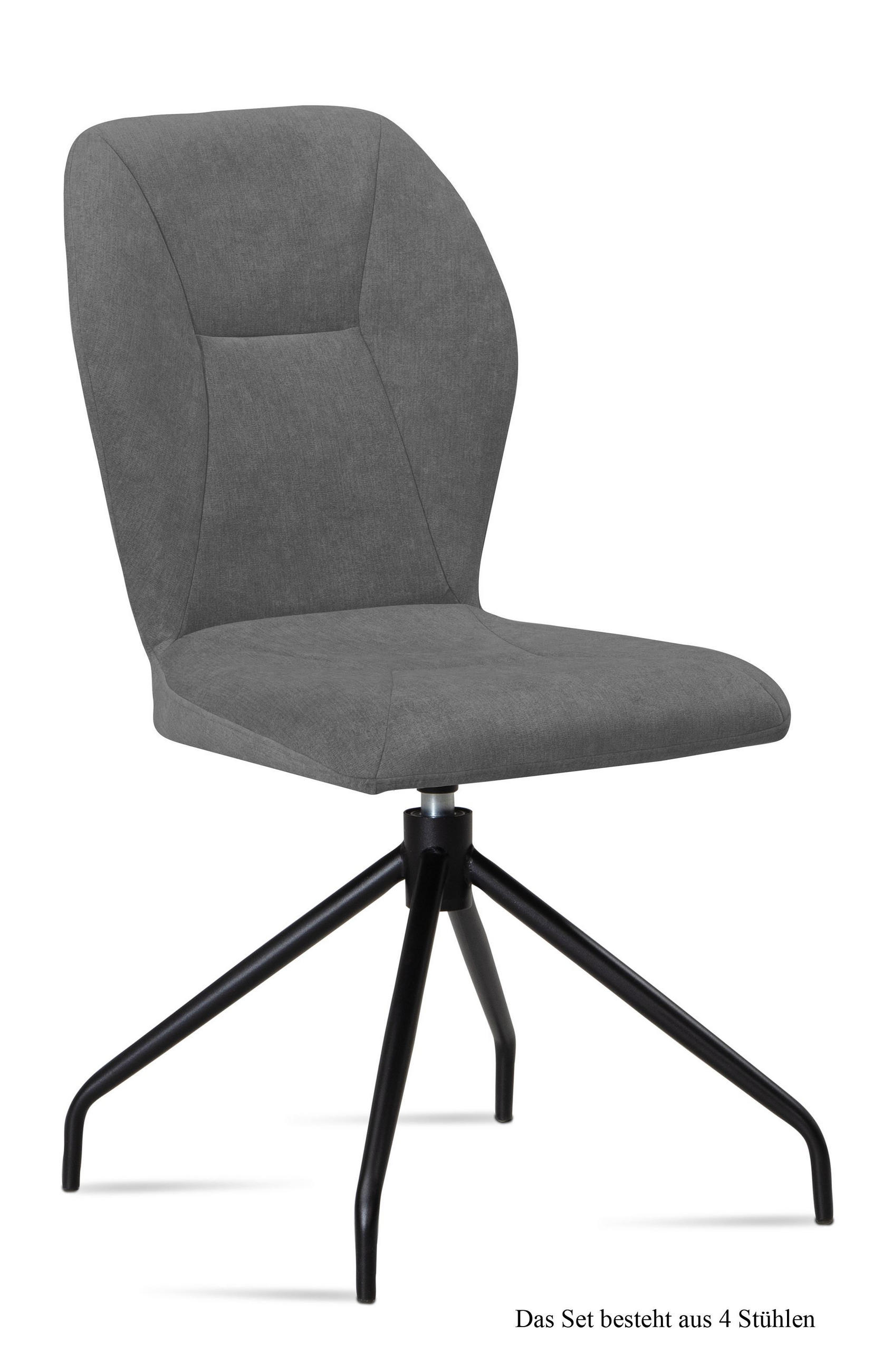 ESSZIMMERSTUHL drehbar (4er-Set) Dorene 51x92x60 Schwarz/Grau - Schwarz/Grau, Kunststoff (60/92/51cm) - 58aufmkessel